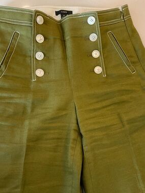J CREW Olive Green Sailor Button Wide Leg Pants